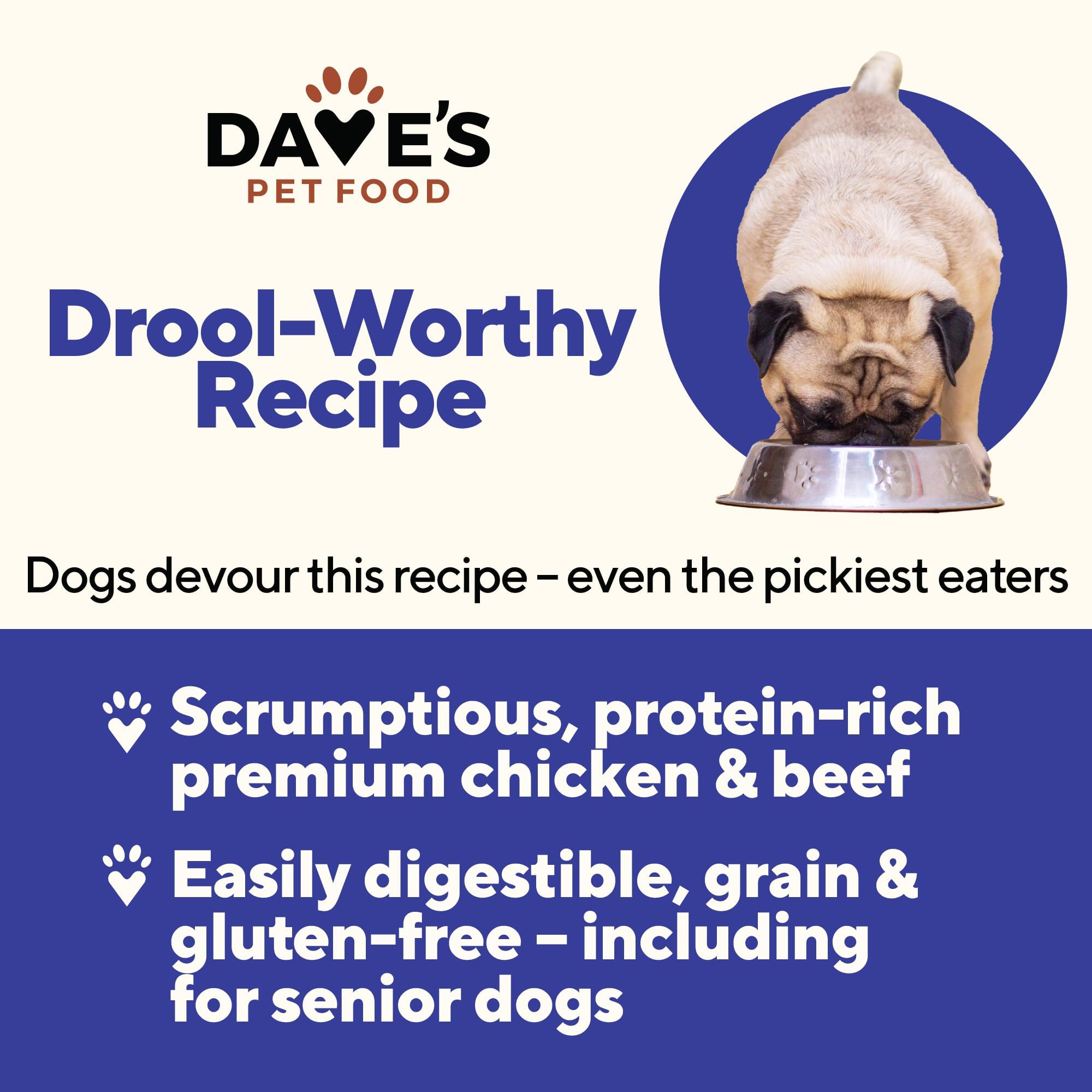 Dave's Pet Food lata perro pollo y res, sabor natural para perros activos