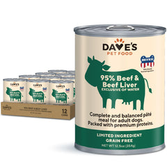 Dave's Pet Food: lata sin granos con carne e hígado para perros sensibles