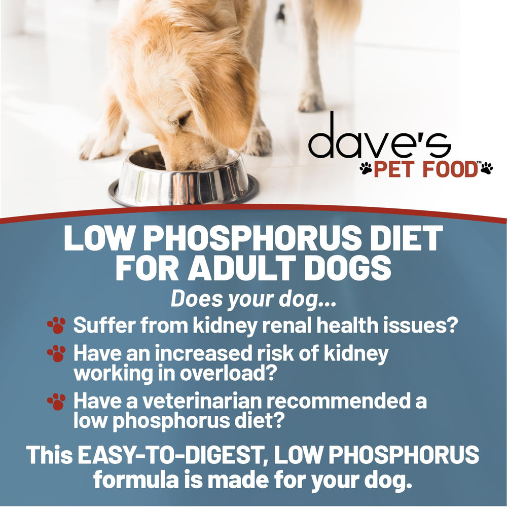 Dave’s Pet Food Kidney Care aporta omega-3, EPA y DHA para nutrición.