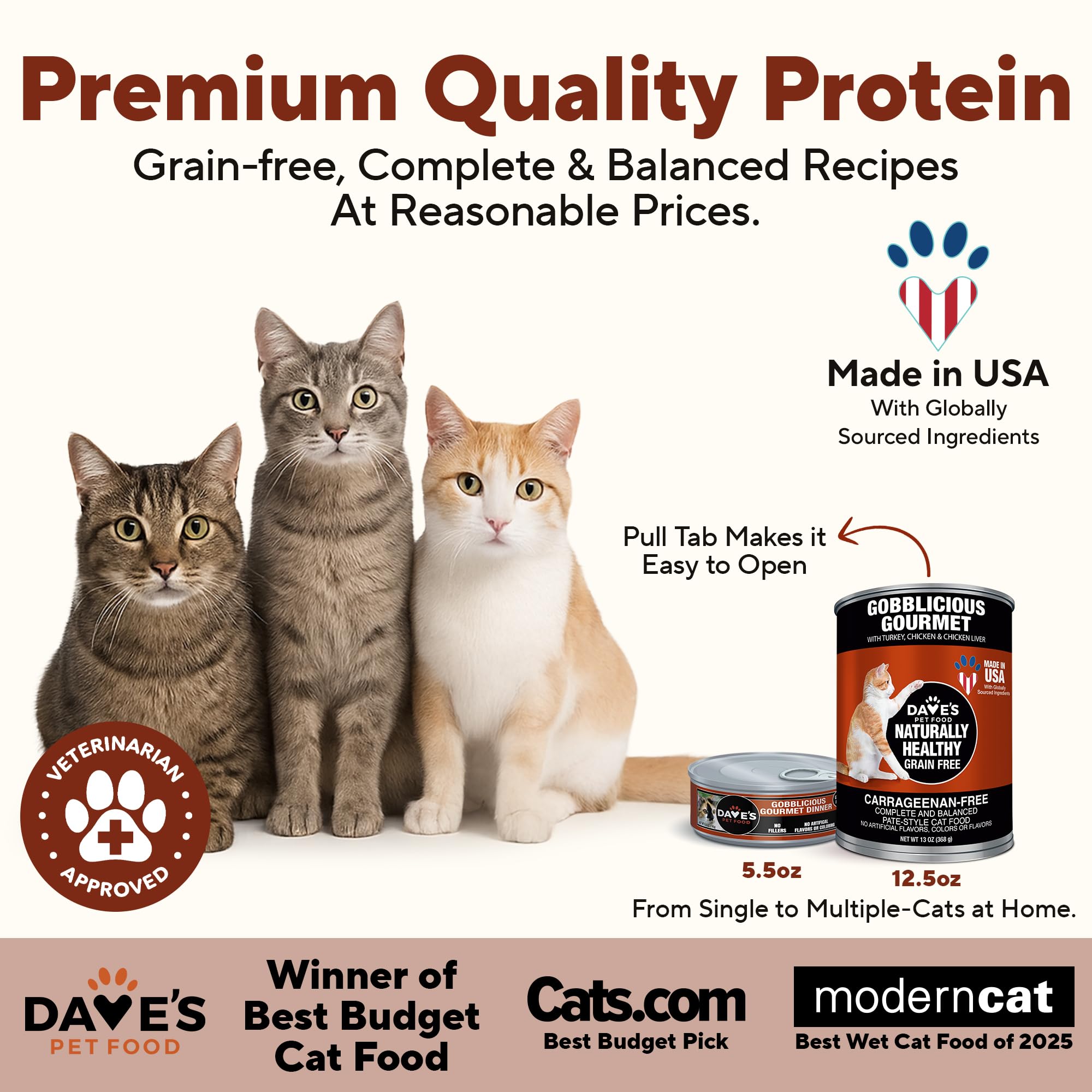 Dave's Pet Food Gato Pate con Vitaminas, imagen de dieta equilibrada.