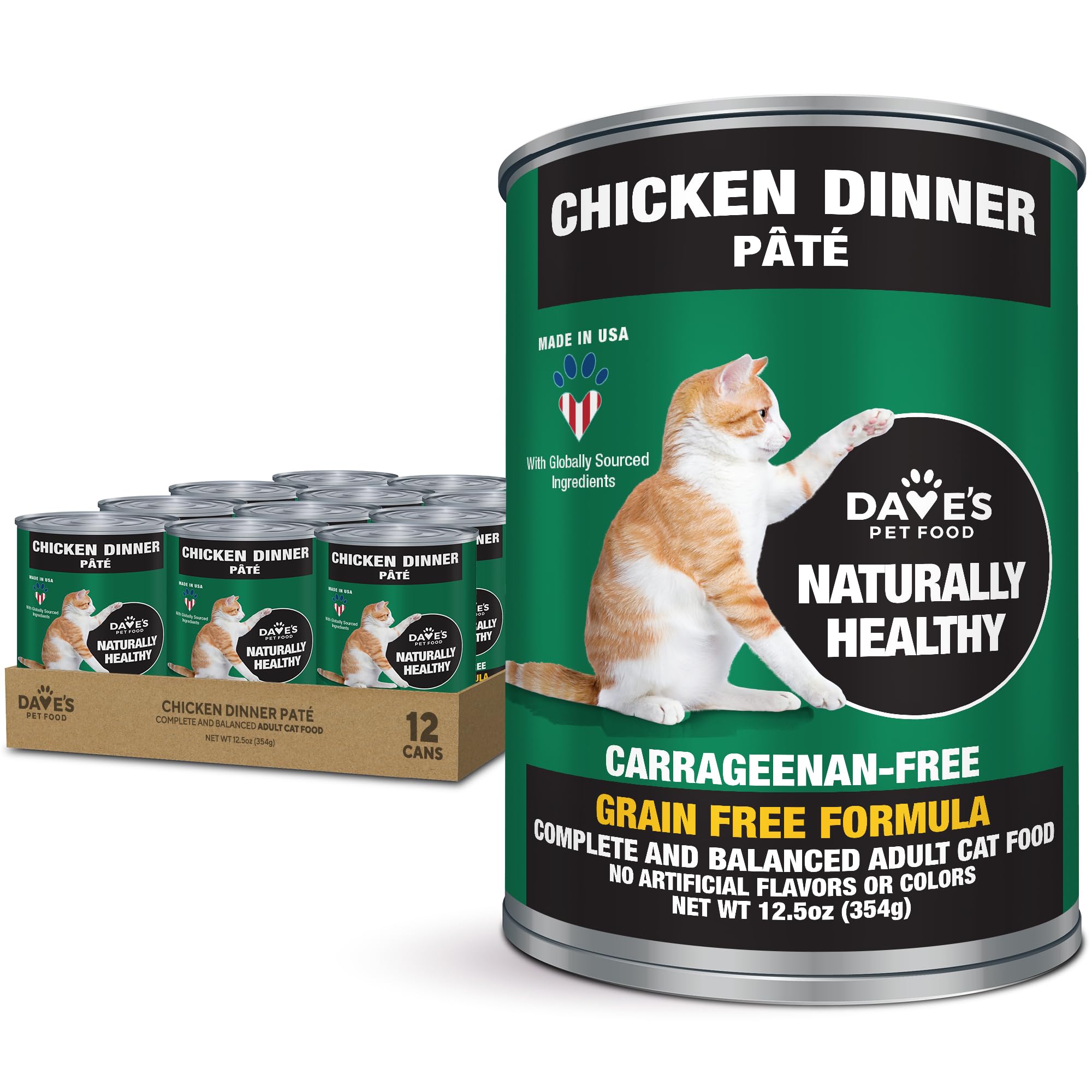 Dave's Pet Food Pate de pollo en lata, sabor y nutrición para gatos.