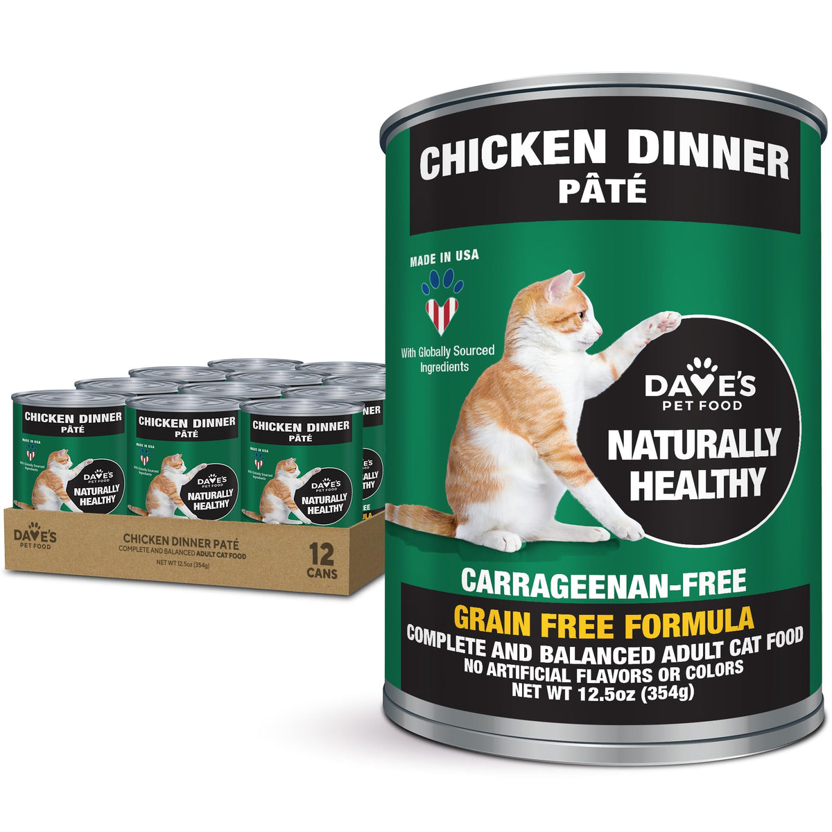 Dave's Pet Food Pate de pollo en lata, sabor y nutrición para gatos.