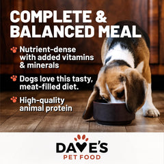 Dave's Pet Food perro disfruta una comida sabrosa sin granos