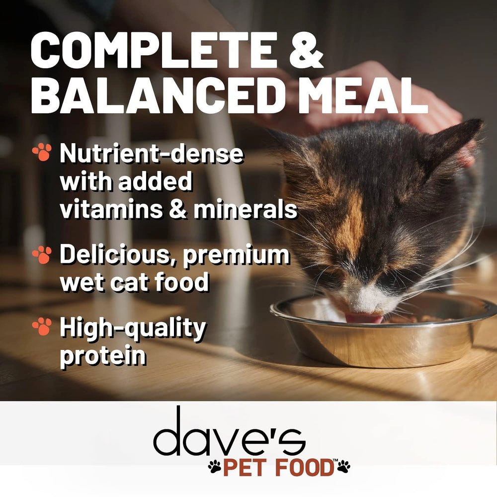 Dave's Pet Food: Presentación de 24 latas, opción conveniente para alimentar a tu gato.
