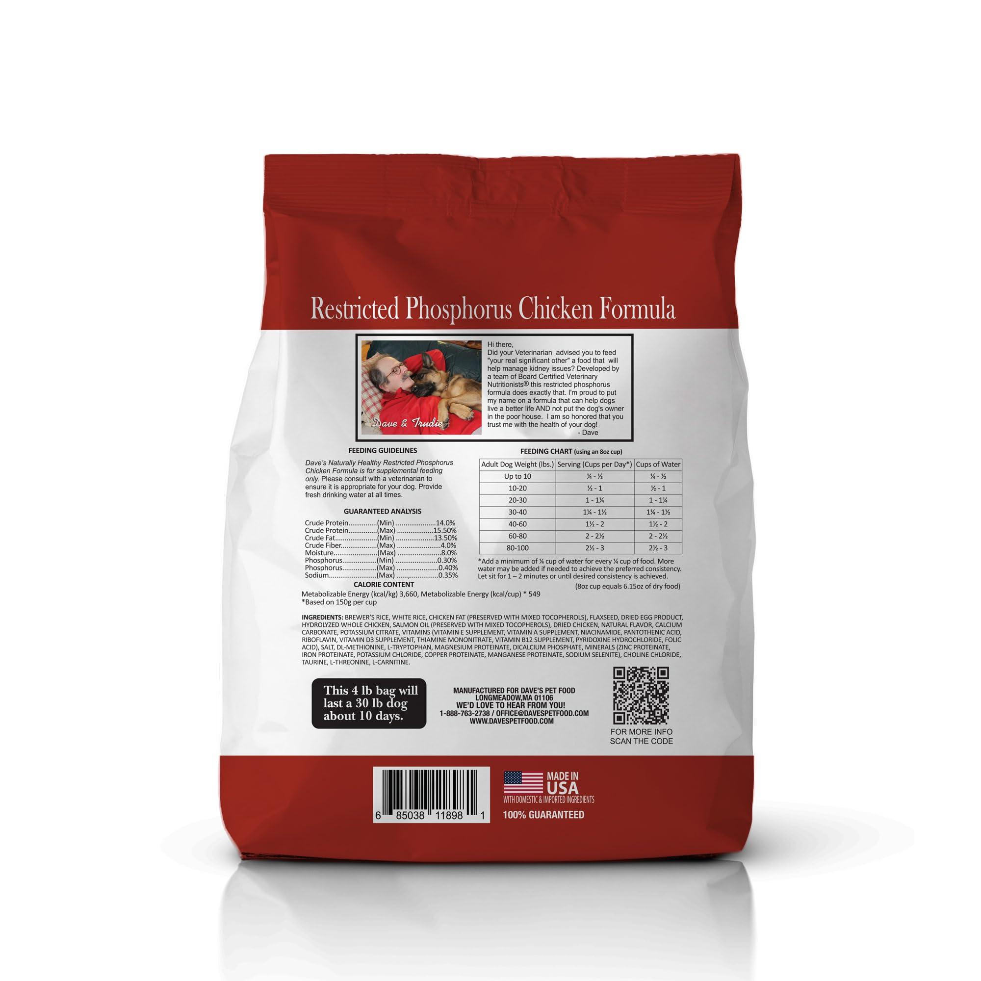 Dave’s Pet Food Kidney Care con 17 vitaminas y minerales para nutrición completa.