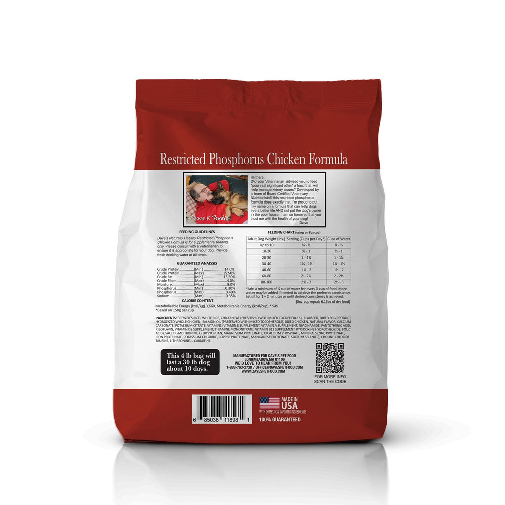 Dave’s Pet Food Kidney Care con 17 vitaminas y minerales para nutrición completa.
