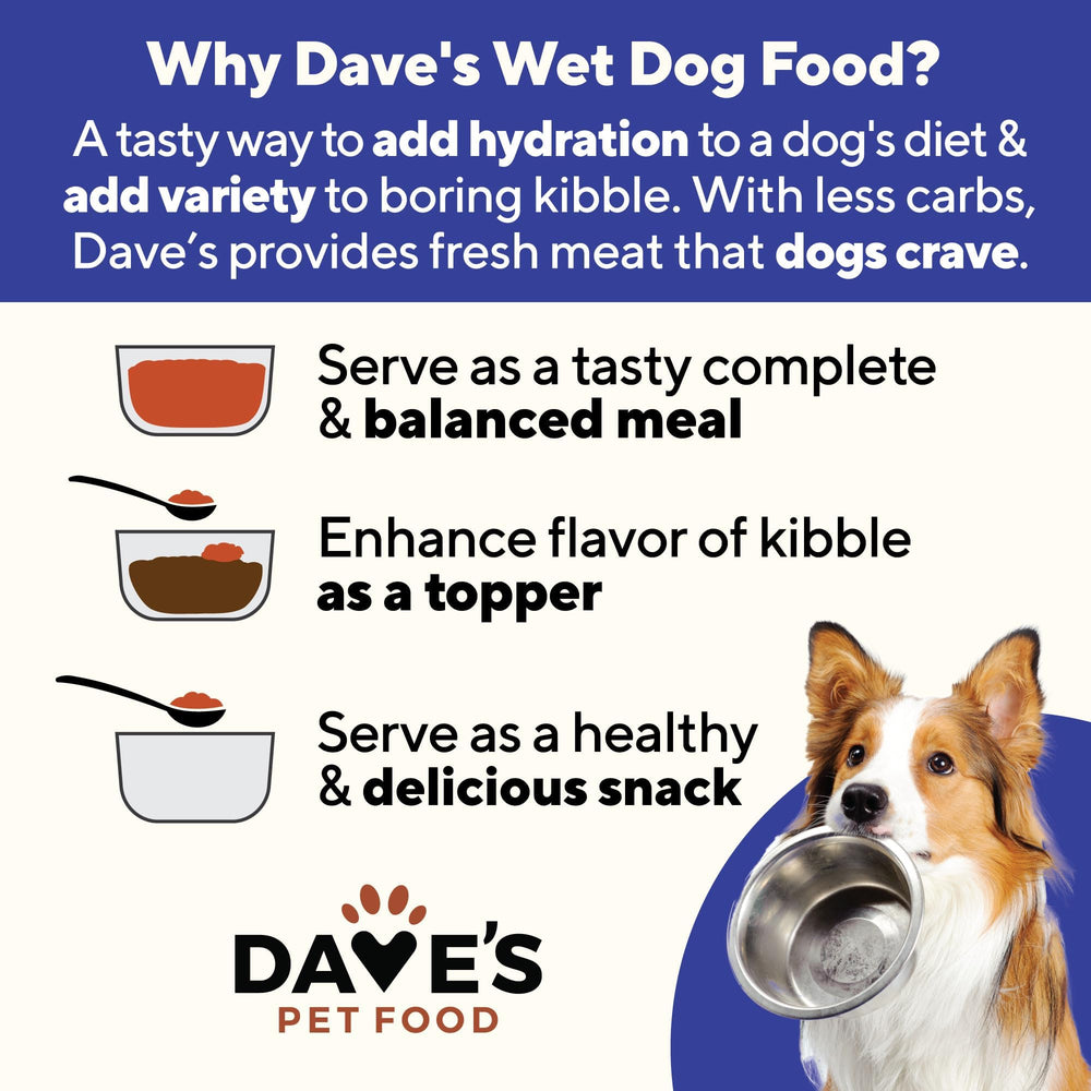 Dave's Pet Food textura cremosa, experiencia sabrosa en cada bocado