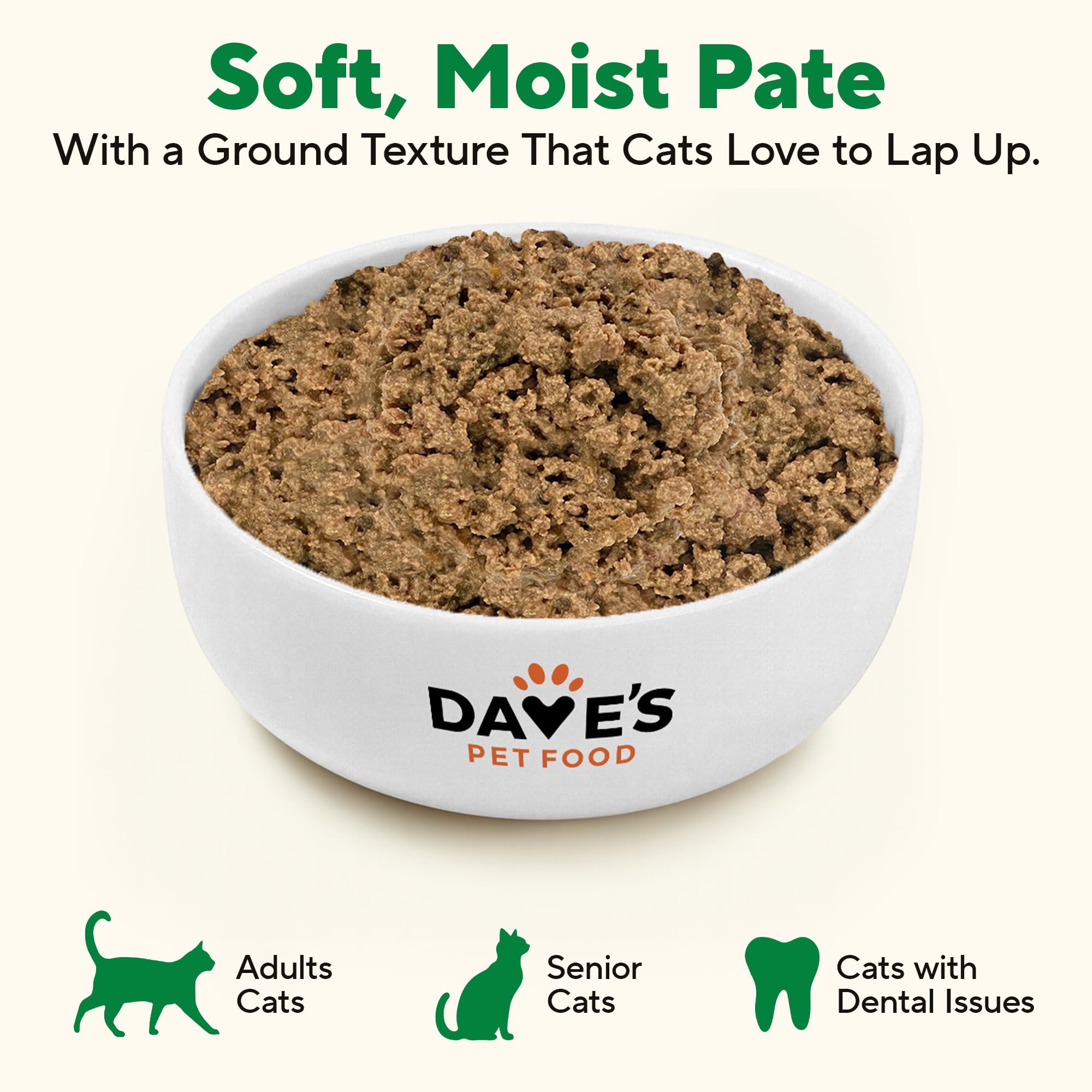 Dave's Pet Food vitaminas y minerales añadidos para un aporte nutricional balanceado.