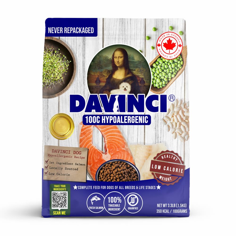 Davinci Dog Salmón hipoalergenico, bolsa de 3.3 lb para razas pequeñas.