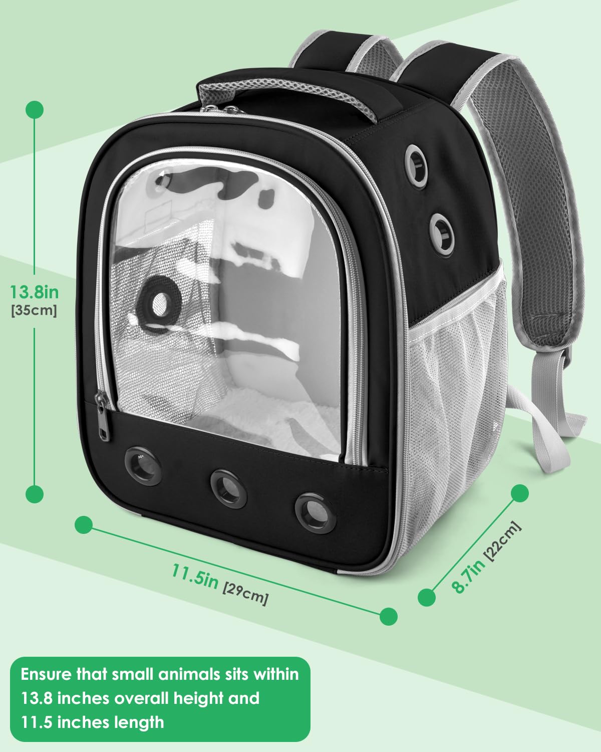DBNESS Mochila transportín para cuy, porta-bebidas integrado.