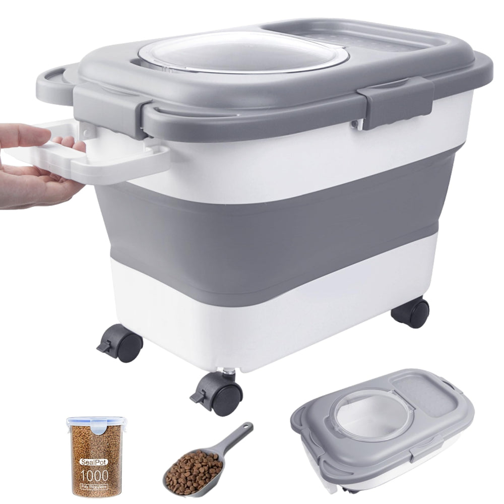 DDMOMMY Contenedor de alimento para perro plegable, facilita almacenamiento compacto.