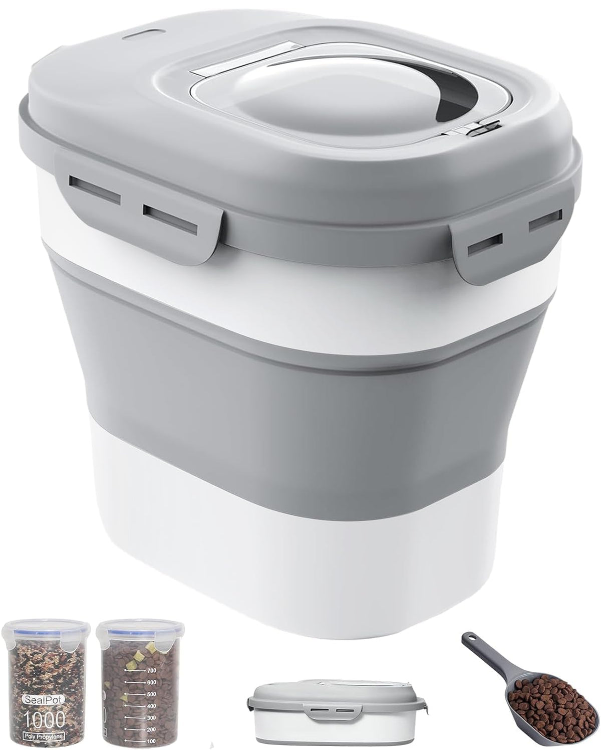 DDMOMMY contenedor para perros plegable con tapa hermética para mayor frescura.
