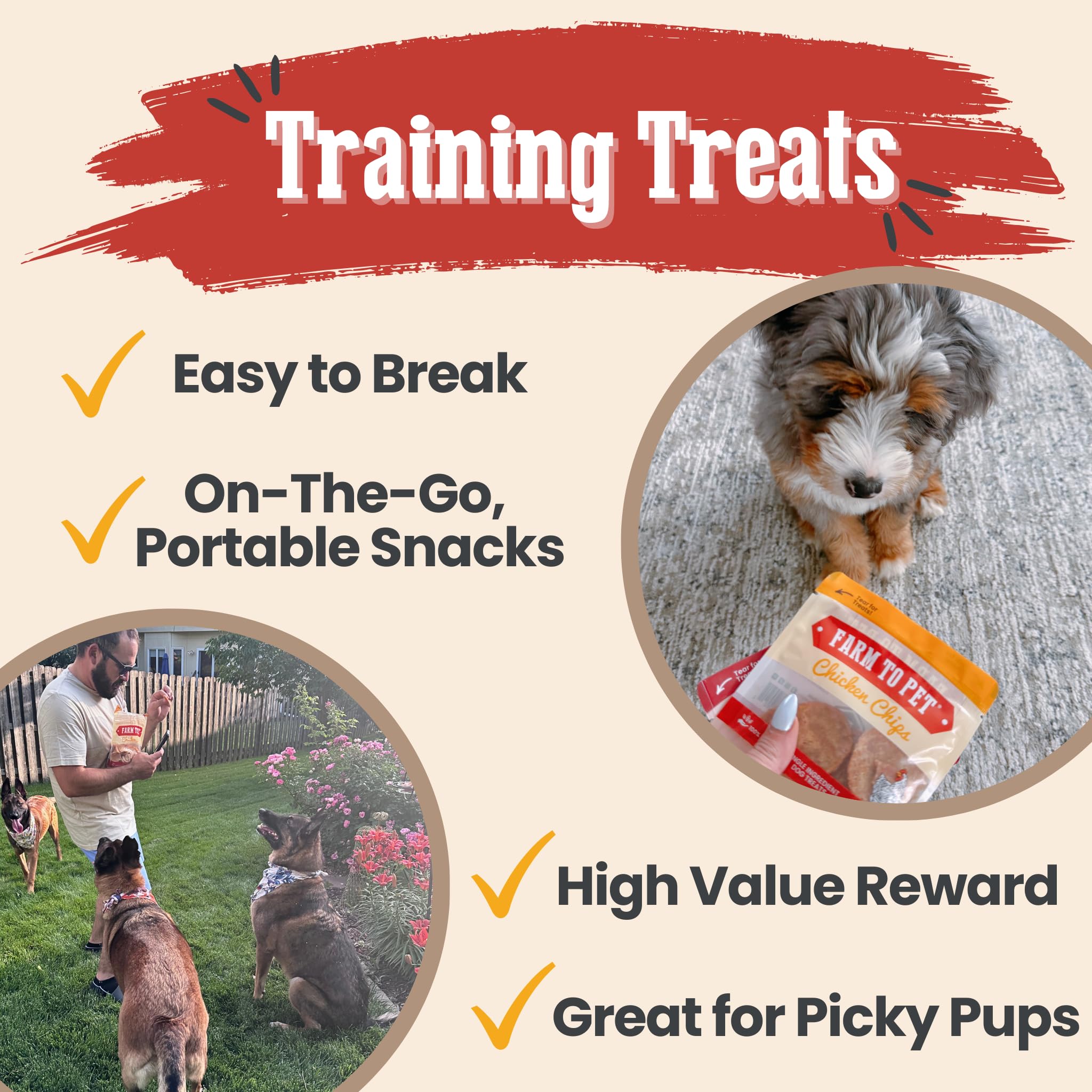 Farm To Pet entrenamiento-perro-carne: trocito crujiente de proteína para educación.