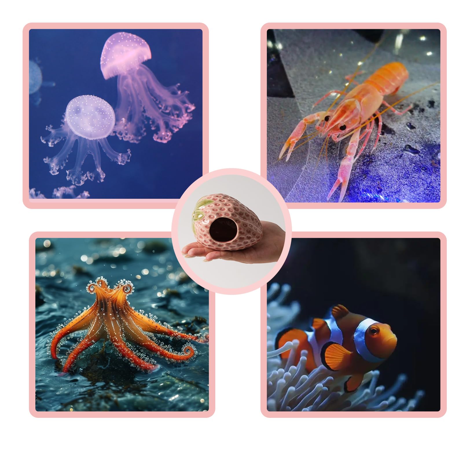 Diseño decorativo Deapeey, cueva rosa, mejora la estética del acuario.