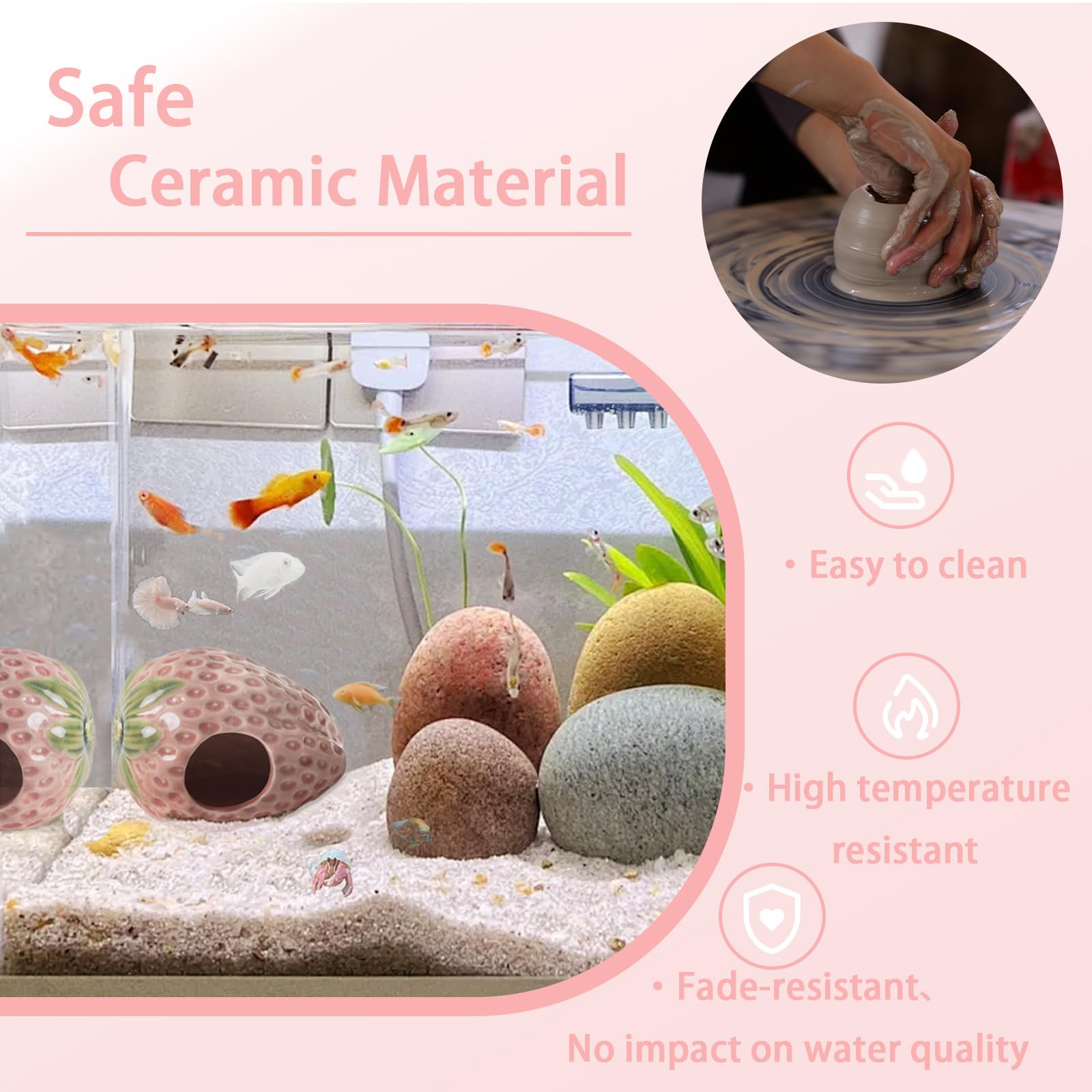 Hábitat miniatura Deapeey, rosa, ideal para peces pequeños.