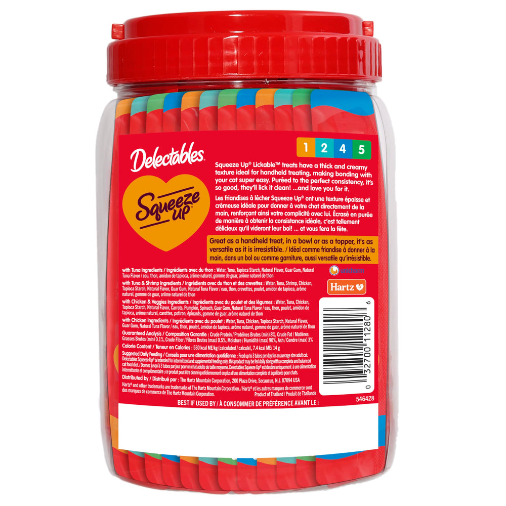 Delectables Squeeze Up formato 0,5 oz para entrenamiento diario.