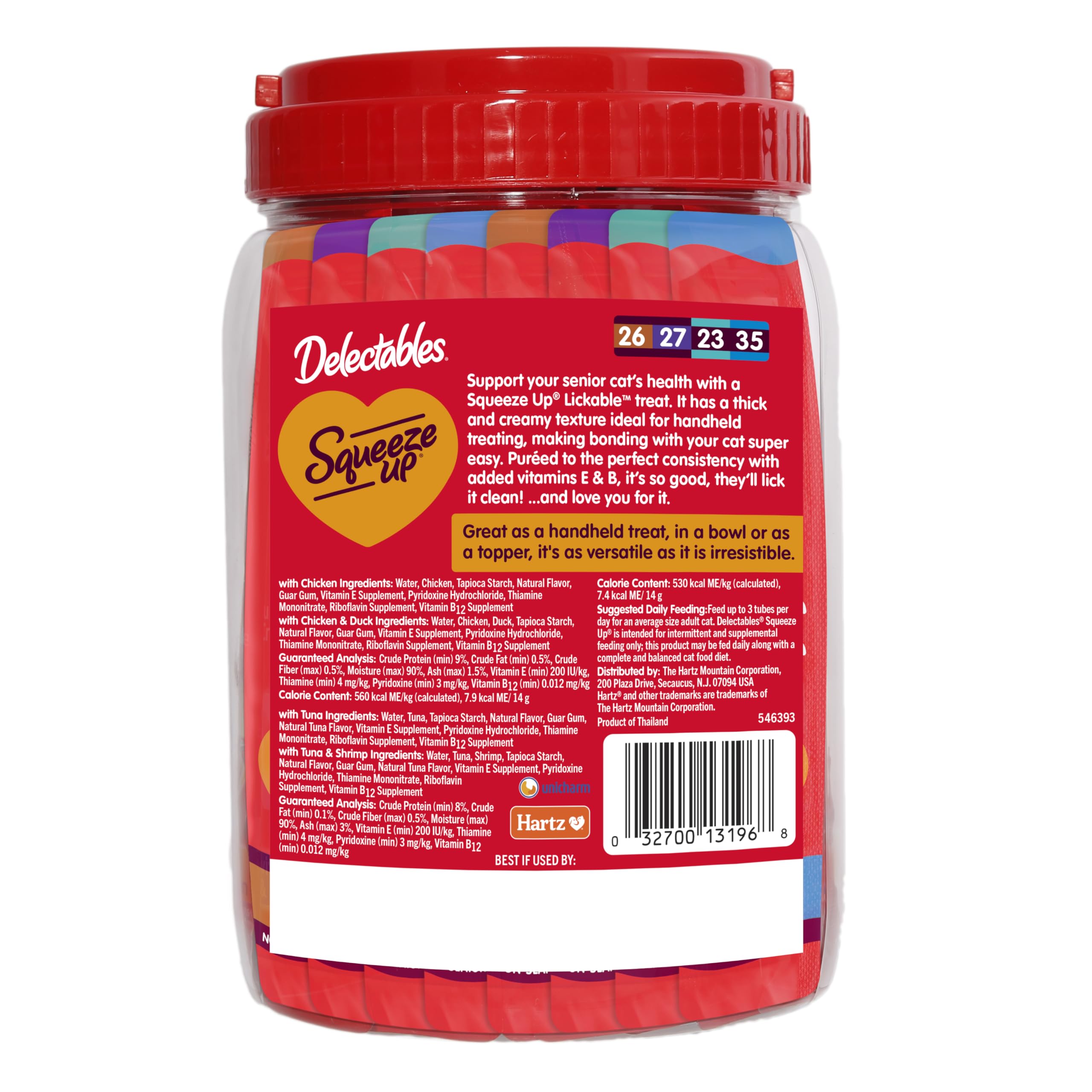 Delectables Squeeze Up Senior 10+ textura cremosa para tomar con facilidad.