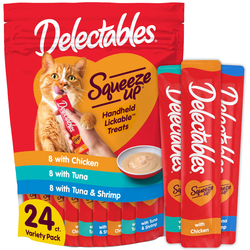 Delectables Squeeze Up: tubitos puré cremoso para gatos, snack práctico y sabroso