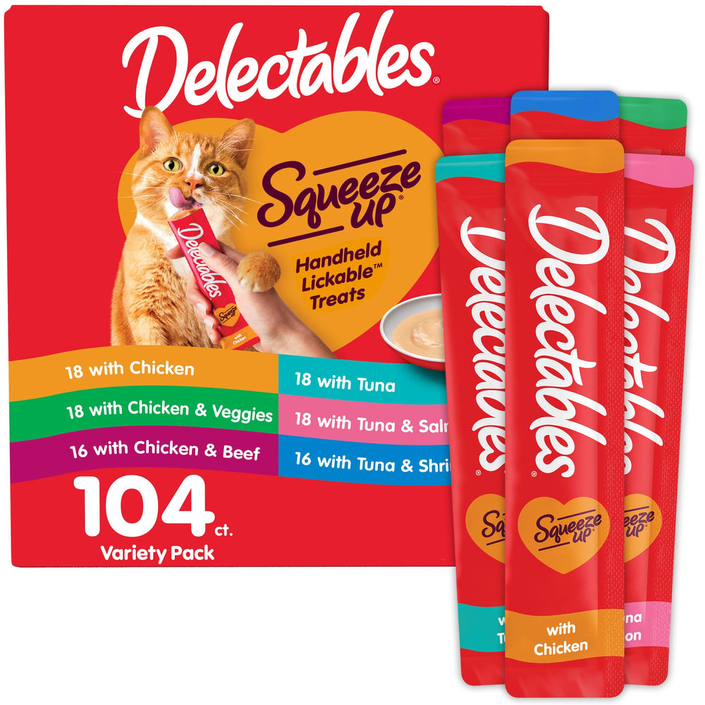 Delectables Squeeze Up: variedad de tubos 104 unidades para premiar y fortalecer el vínculo