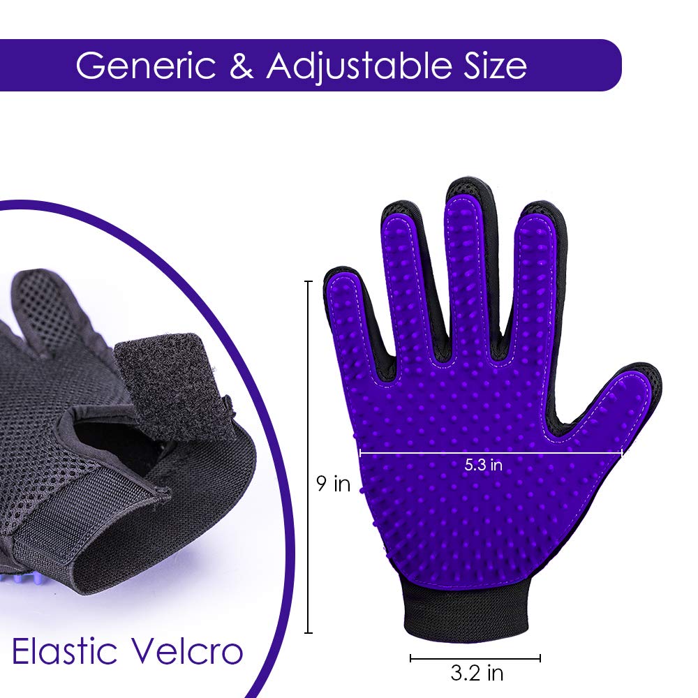 Uso doble mano: guantes izquierdo y derecho DELOMO para grooming completo.