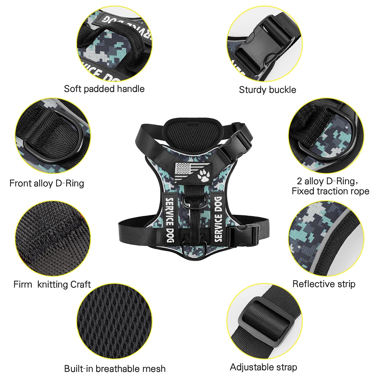 Patchs Demigreat Service Chien, cinq patchs pour entraînement et identification.
