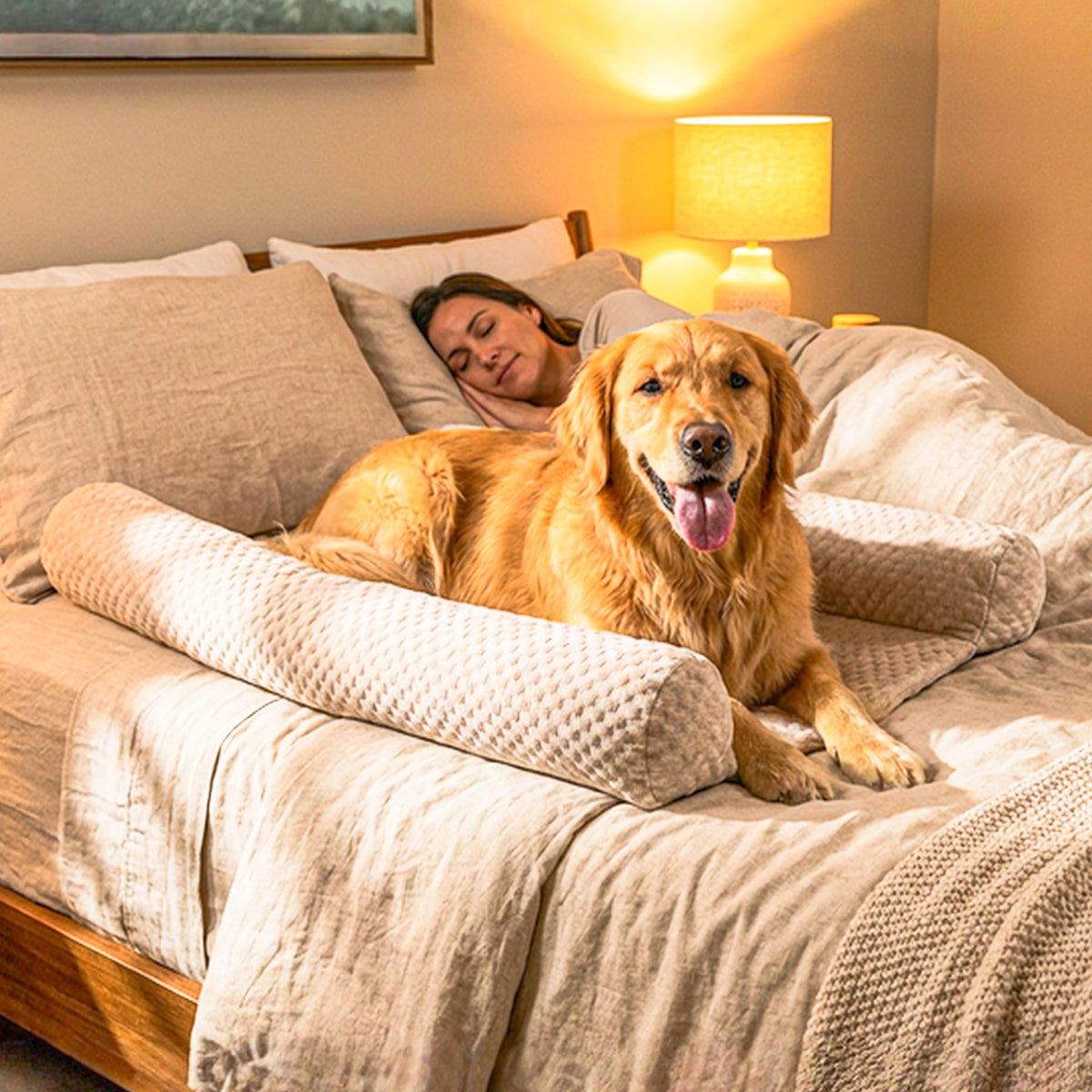 DenMate cama para perros con cojines laterales de algodón para confort nocturno