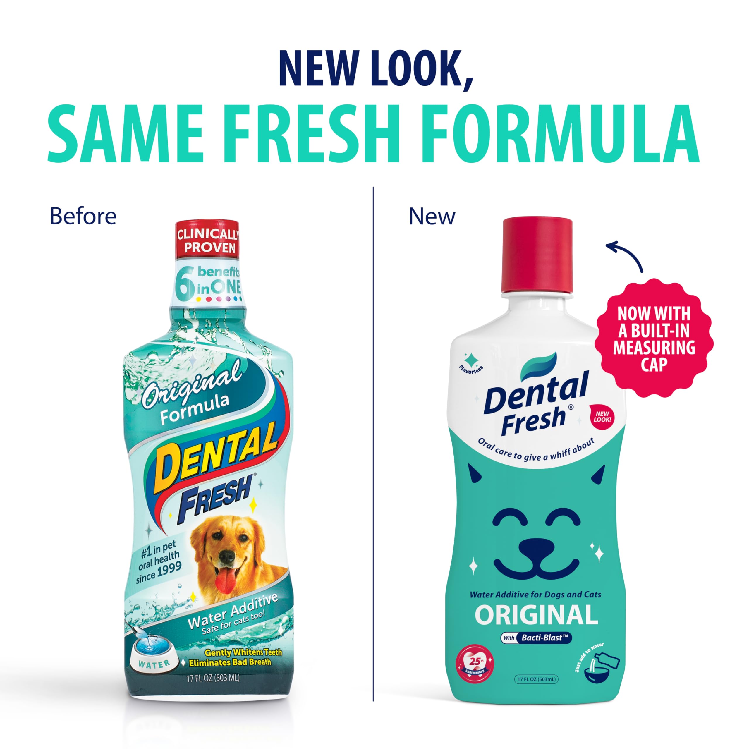 Gato bebiendo agua con Dental Fresh para cuidado oral diario