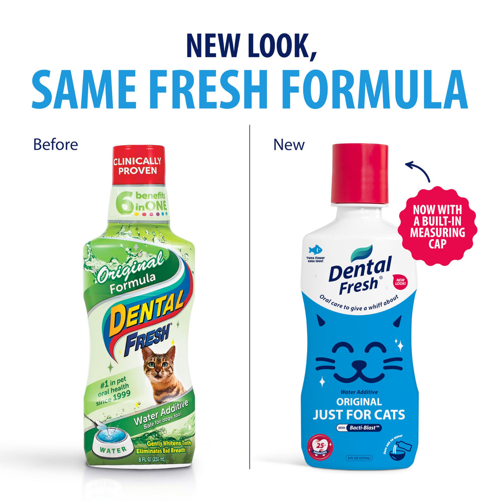 Dental Fresh Gato: tapa-medidor para dosis exactas en el cuenco de agua.