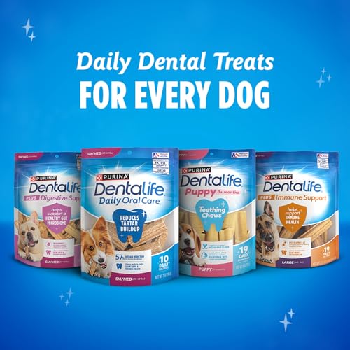 Dentalife ActivFresh large-dog chews beside measuring tape for size suitability