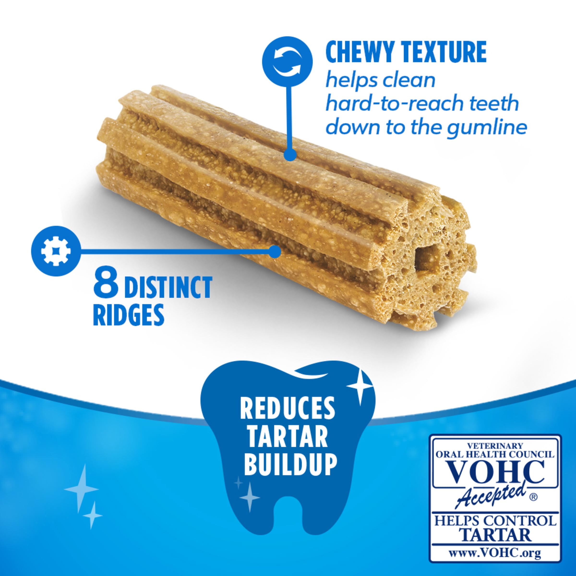 Dentalife masticables con textura para limpieza dental de perros.