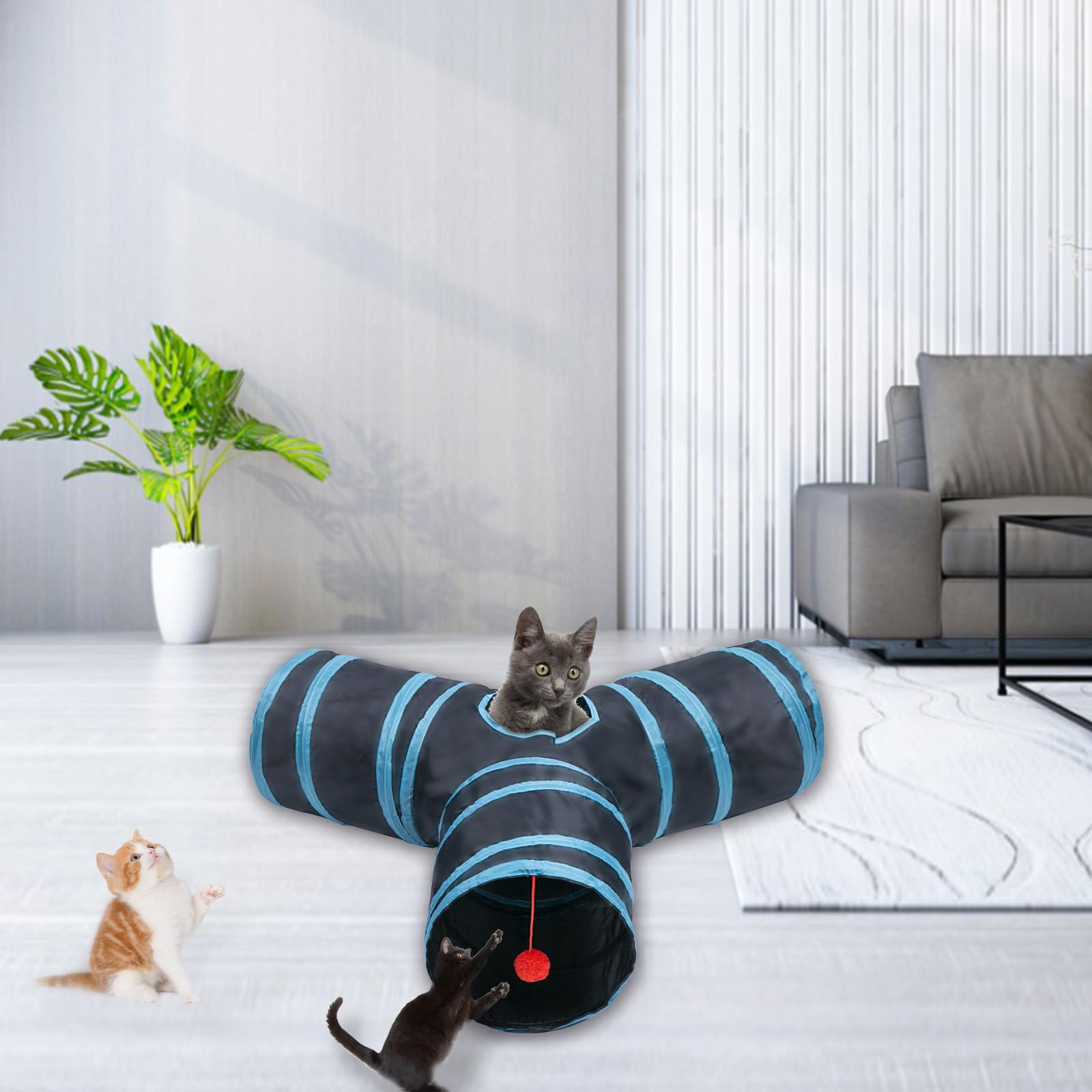 Deofun tunel gato azul, diseño duradero para exploración y descanso