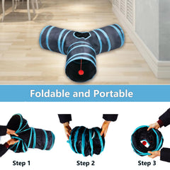 Deofun tunel gato plegable azul, almacenamiento compacto y fácil transporte