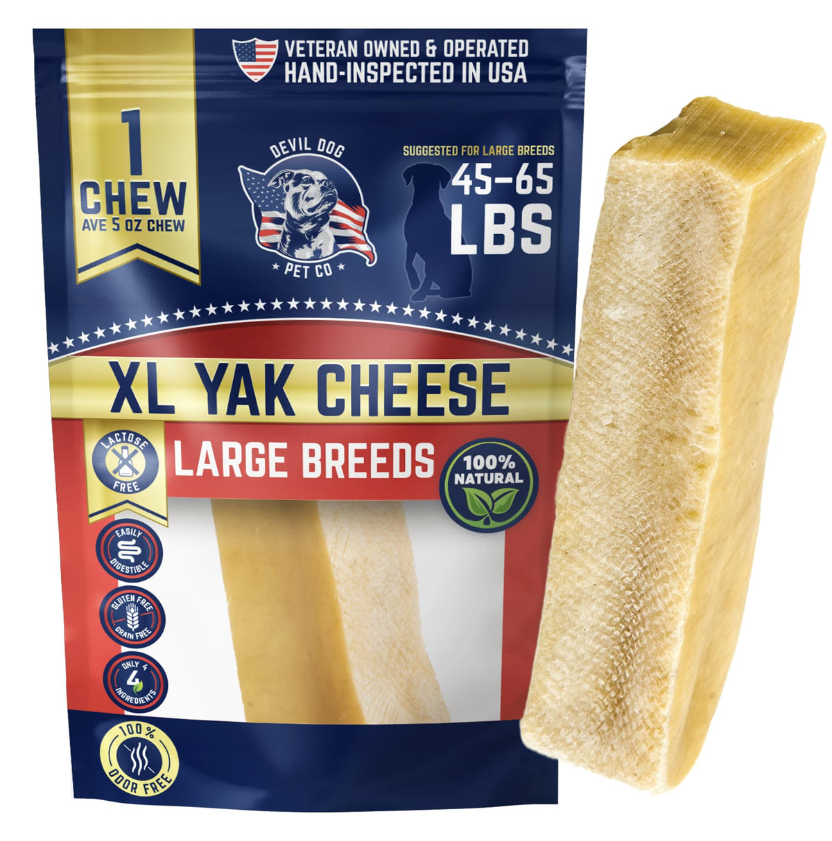 Devil Dog Pet Co masticable yak XL resistente para masticadores fuertes.
