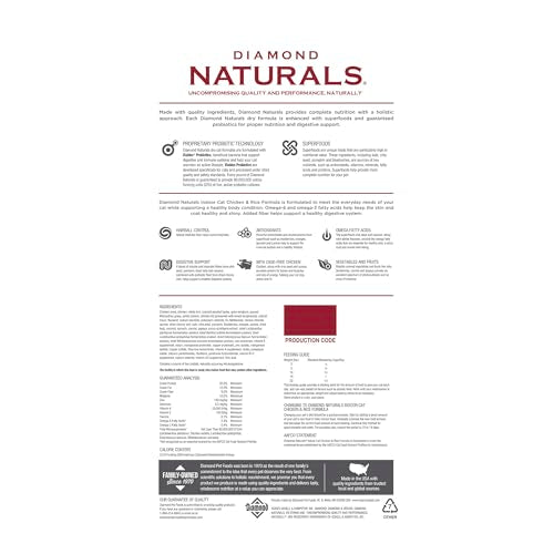 DIAMOND NATURALS bolsa de 18 lb con proteína de pollo para gatos adultos.