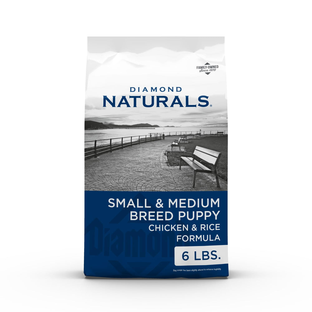 DIAMOND NATURALS croquetas pequeñas para cachorros con pollo y arroz, apoyo para crecimiento