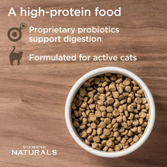 Diamond Naturals Gato Activo: superalimentos con frutas para soporte inmunitario.
