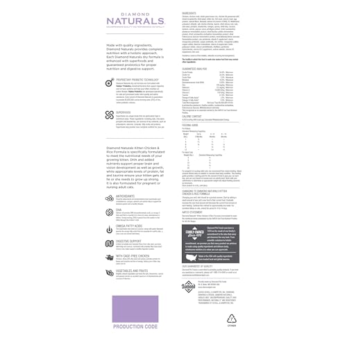 Diamond Naturals Kitten arroz y pollo: nutrición balanceada para desarrollo sostenido