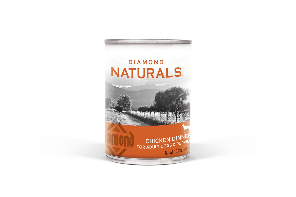 Diamond Naturals pollo en lata para perros, fuente principal de proteína que puede apoyar músculos magros.