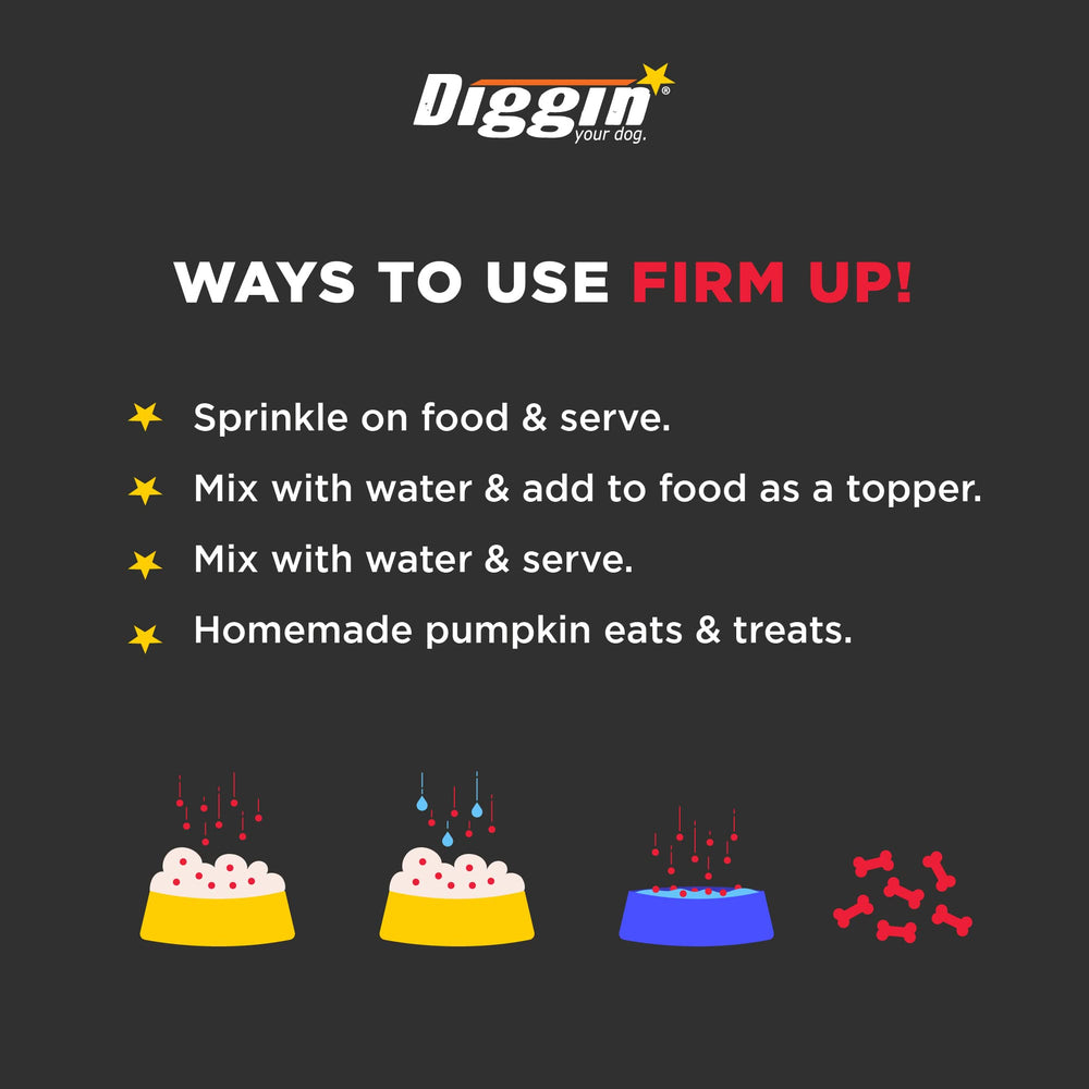 Diggin' Your Dog Firm Up shelf-stable powder for travel and storage