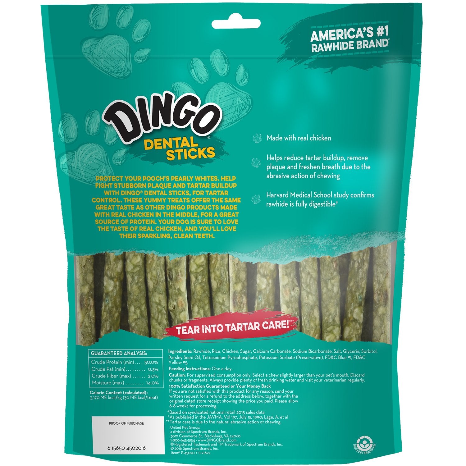 Dingo palitos dentales con acción abrasiva para apoyar la higiene dental.