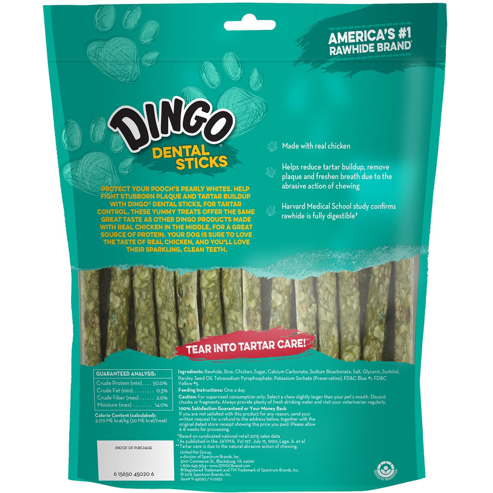 Dingo Dental Sticks con bicarbonato y semilla de perejil para frescura.