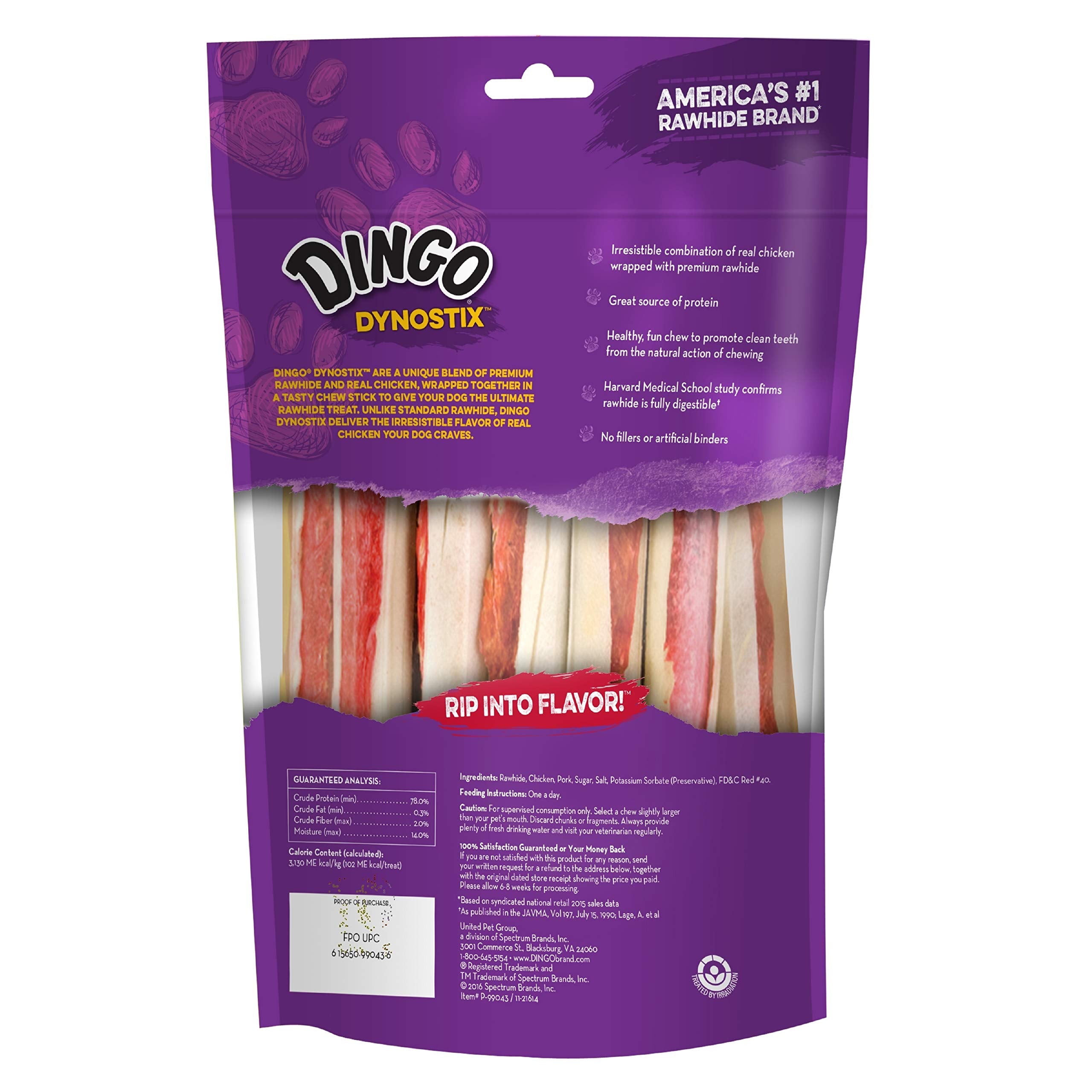 Dingo Dynostix: pollo real y cuero crudo, fuente sabrosa de proteína.