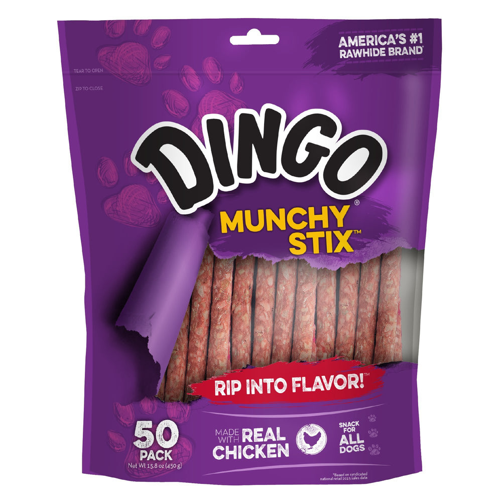 Dingo Munchy Stix promueve limpieza dental natural al morder.