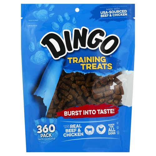 Dingo-premios-con-carne-res-y-pollo: sabor irresistible para recompensa diaria.