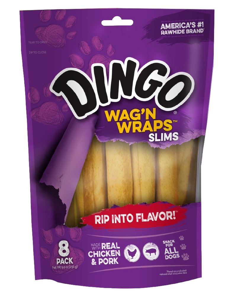 Dingo Wag'n Wraps Slims con pollo real envuelto en cuero crudo de alta calidad