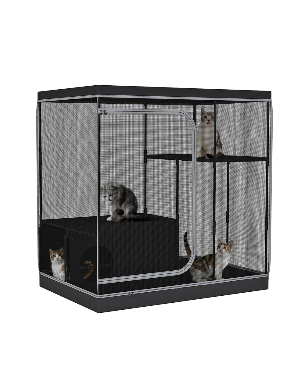 DINMO jaula grande para gatos, interior amplio para descanso y juego seguro.