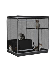 DINMO jaula grande para gatos, interior amplio para descanso y juego seguro.