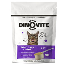Dinovite para gatos en bote, fórmula avanzada para apoyo inmune y digestivo.