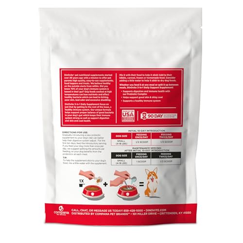 Dinovite Probiotics: etiqueta clara que destaca prebióticos y probióticos.