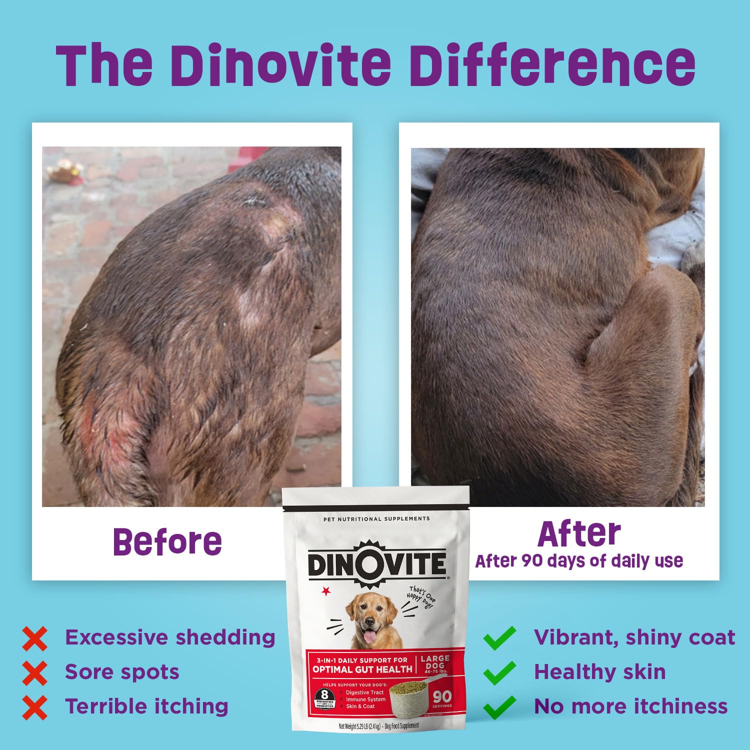 Dinovite Probiotics para perro pequeño: uso diario de 1-18 lb.